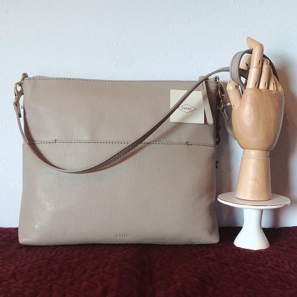 Fossil Set Fiona Large Crossbody Champagne Leather - Picture 2 of 8